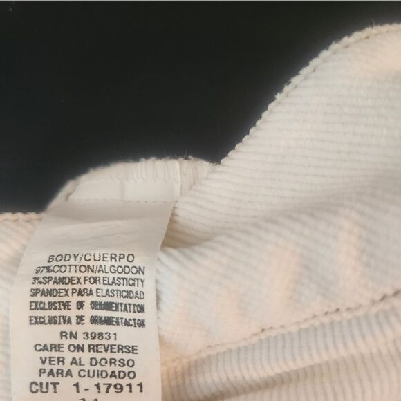 My Michelle 11 White Corduroy Full Length Pockets Women's Jean's - Picture 3 of 8